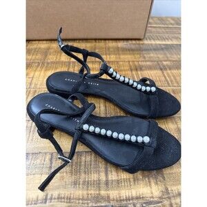 2 Pairs Wmns CHARLES&KEITH Beaded Fringe Sandals, Size 35, Black Skin Color us5